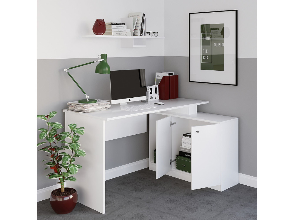 Houten bureau "Basak" - 130 x 60 x 74 cm - Wit