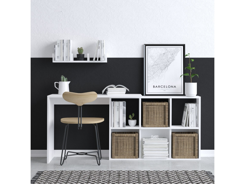 Houten bureau "Jack" - 145 x 45 x 74 cm - Wit eiken