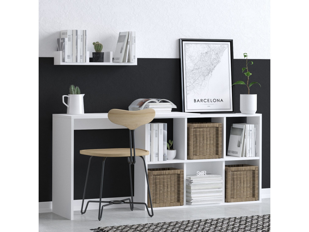 Houten bureau "Jack" - 145 x 45 x 74 cm - Wit eiken