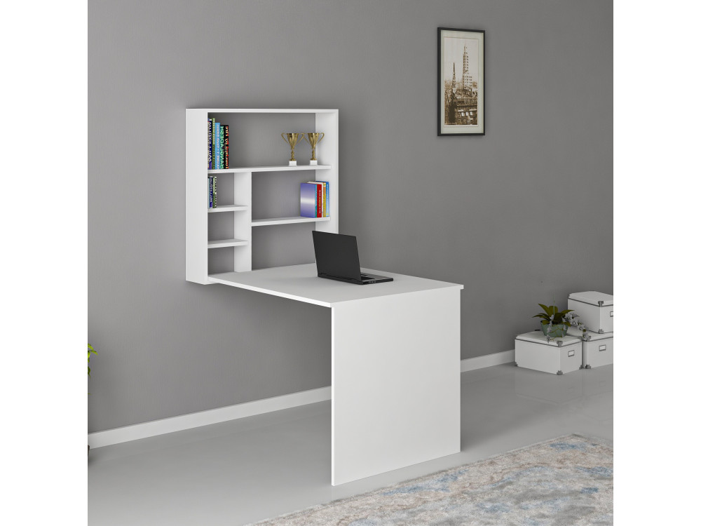 Houten bureau "Sedir" - 90 x 59 x 154 cm - Wit