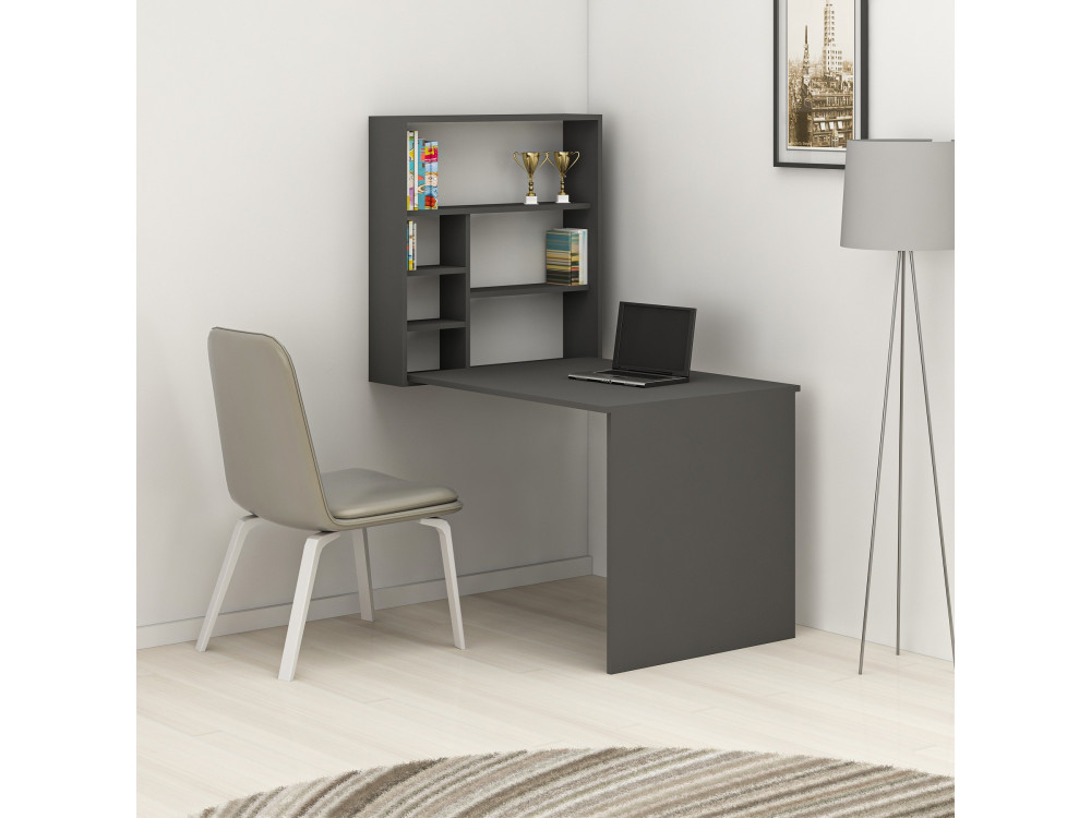 Houten bureau "Sedir" - 90 x 59 x 154 cm - Antraciet
