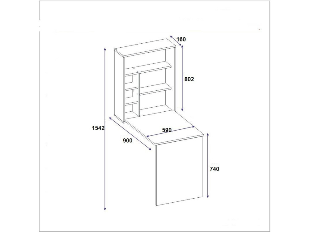 Houten bureau "Sedir" - 90 x 59 x 154 cm - Antraciet