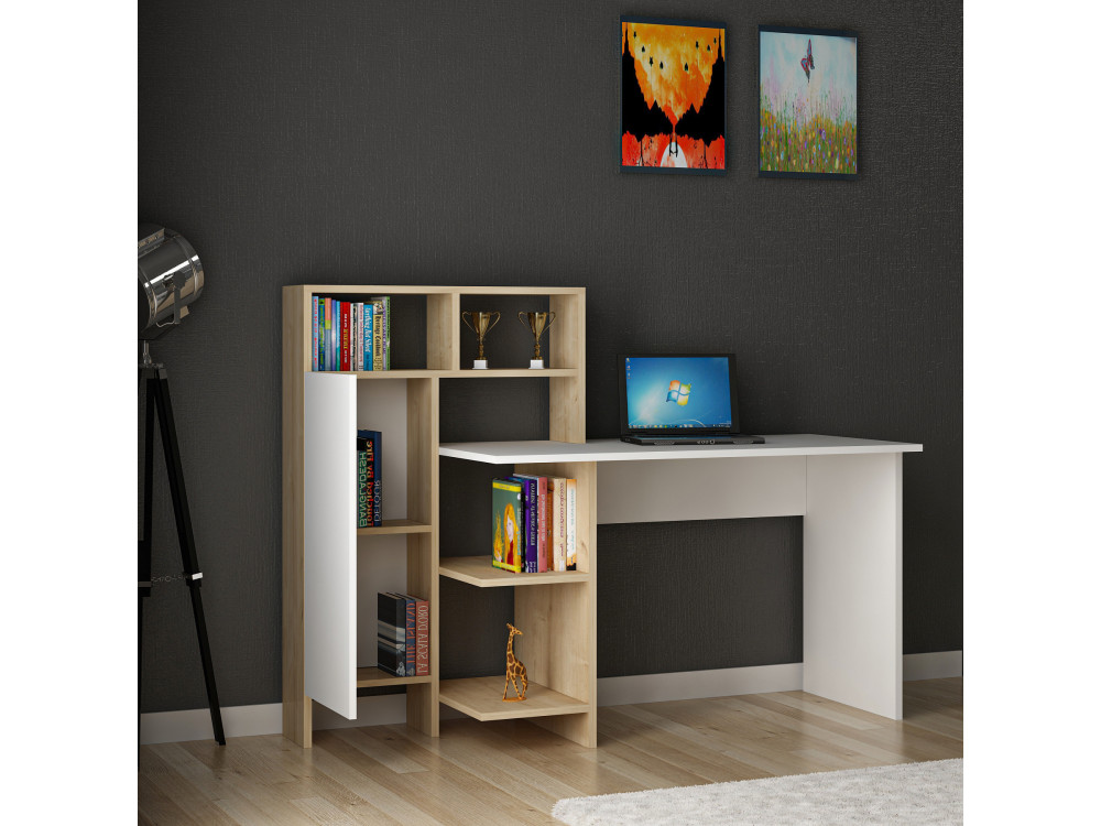Houten bureau "Bugra" - 135 x 60 x 111 cm - Wit