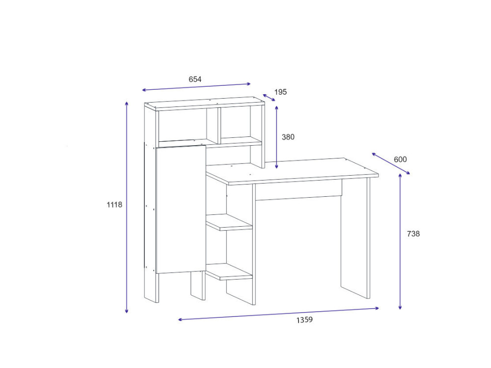 Houten bureau "Bugra" - 135 x 60 x 111 cm - Wit