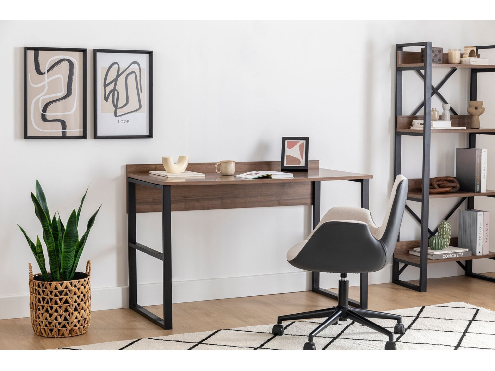 Houten bureau "Rana" - 120 x 75 x 60 cm - Notenhout, Zwart