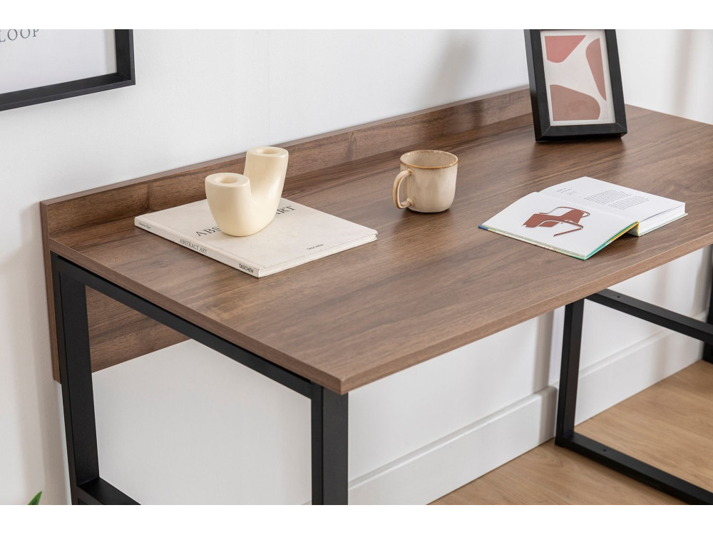 Houten bureau "Rana" - 120 x 75 x 60 cm - Notenhout, Zwart