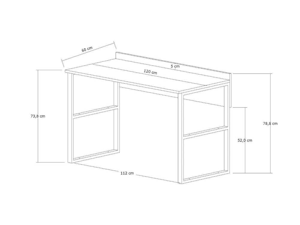 Houten bureau "Rana" - 120 x 75 x 60 cm - Notenhout, Zwart