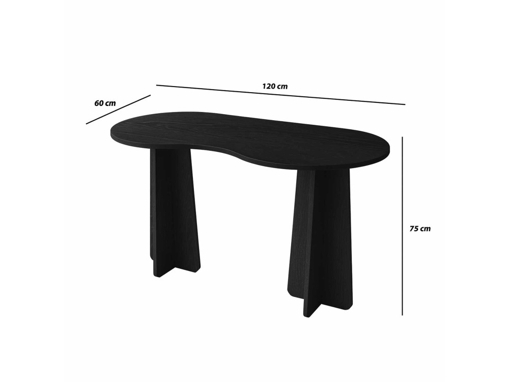 oneindig" houten bureau 120 x 60 x 75 cm - Zwart