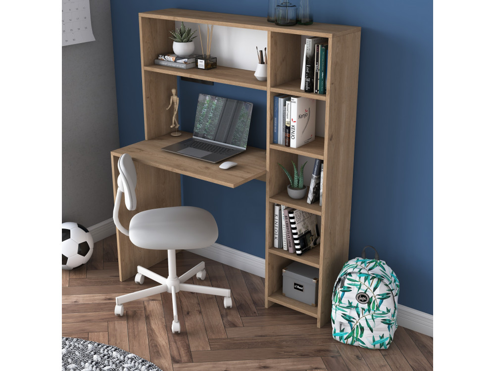 Houten bureau "Haham" 113 x 40 x 142 cm - Eik