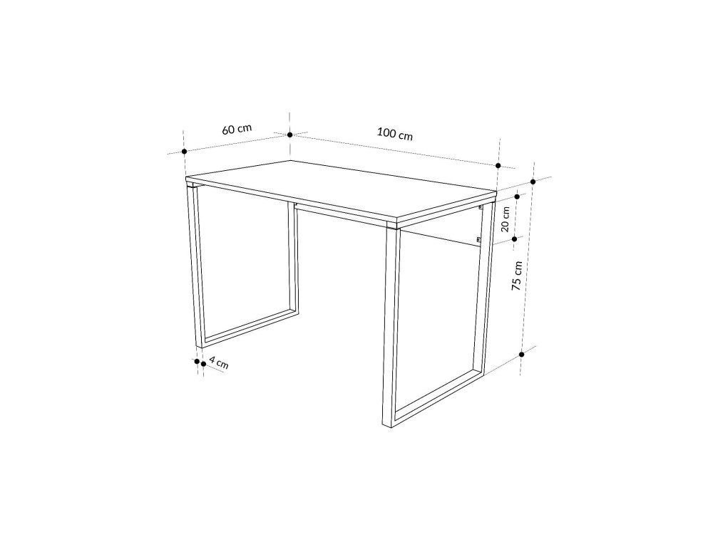 houten bureau "inna" 100 x 60 x 75 cm - Retro grijs
