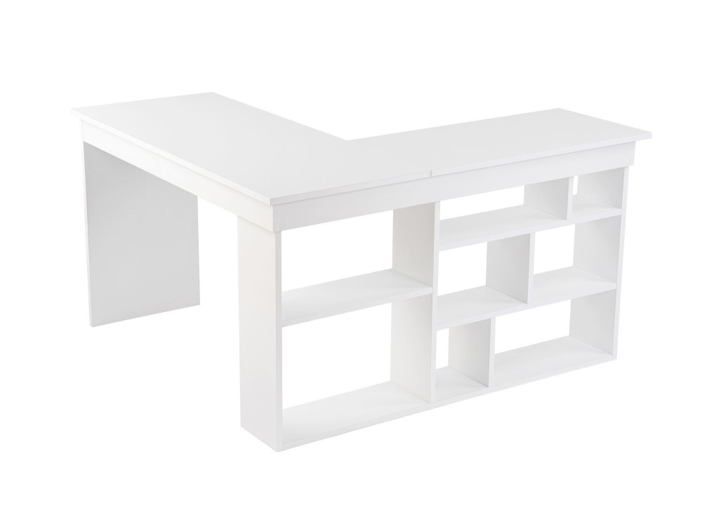 Houten bureau "Vesper" 130 x 120 x 72 cm - Natuurlijk wit