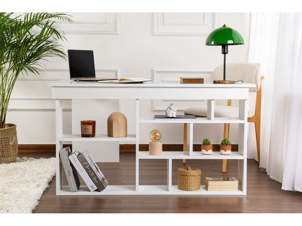 Houten bureau "Vesper" 130 x 120 x 72 cm - Natuurlijk wit