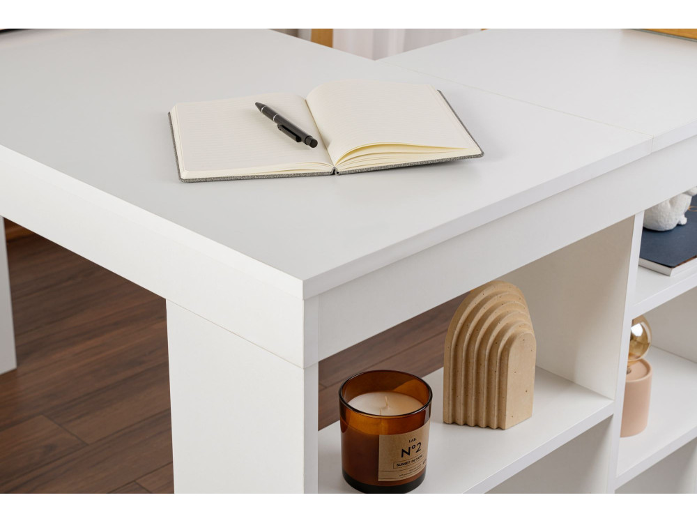 Houten bureau "Vesper" 130 x 120 x 72 cm - Natuurlijk wit
