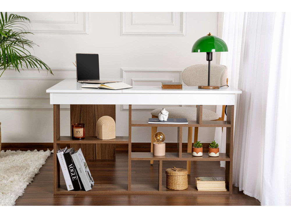 Houten bureau "Vesper" 130 x 120 x 72 cm - Notelaar