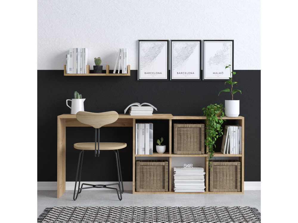 Blake" houten bureau 74 x 45 x 145 cm - Eik