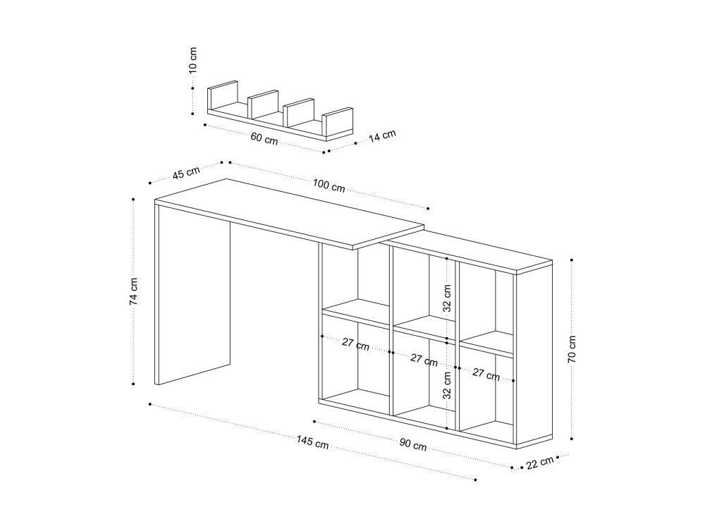 Blake" houten bureau 74 x 45 x 145 cm - Eik