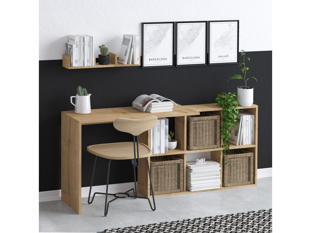 Blake" houten bureau 74 x 45 x 145 cm - Eik