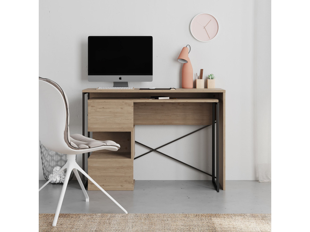 Modulair houten bureau "Badau" - 110 x 102 x 77 cm - Bruin