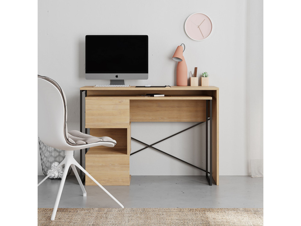 Modulair houten bureau "Badau" - 110 x 102 x 77 cm - Beige