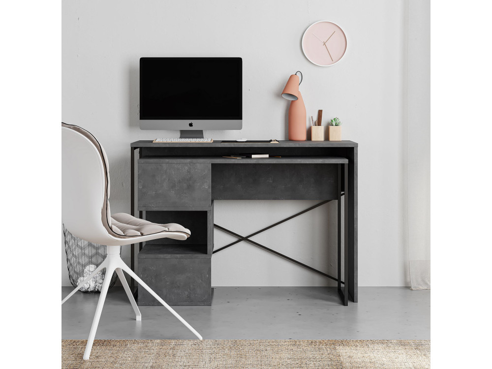 Modulair houten bureau "Badau" - 110 x 102 x 77 cm - Grijs