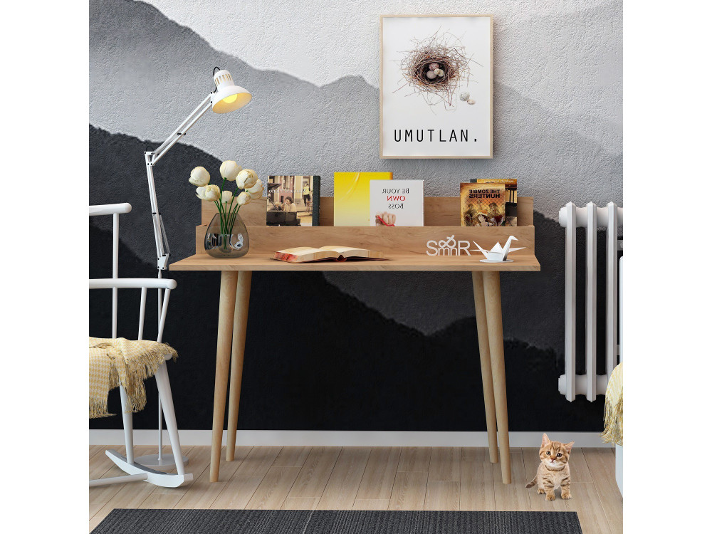 Rammi" houten bureau met legplanken - 100 x 60 x 94 cm - Bruin