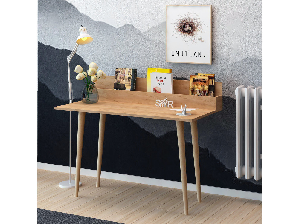 Rammi" houten bureau met legplanken - 100 x 60 x 94 cm - Bruin