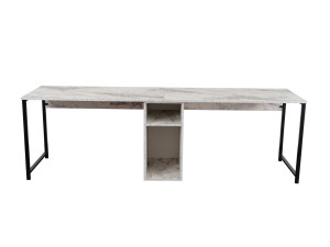 Twin" dubbel bureau met 2 houten planken - 240 x 60 x 74 cm - Gemarmerd wit