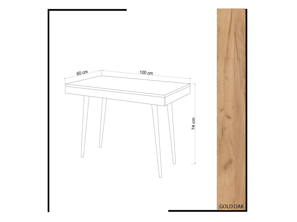 Houten bureau "Valencia" - 100 x 60 x 74 cm - Bruin