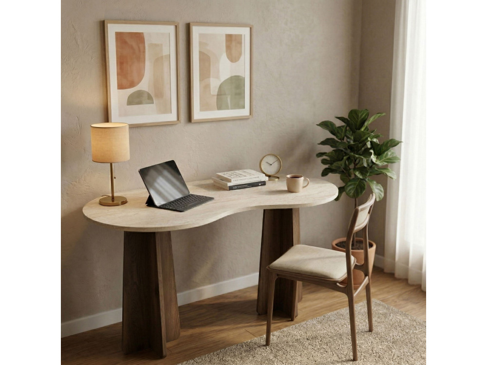 Houten bureau "Infini" - 120 x 60 x 75 cm - Travertin