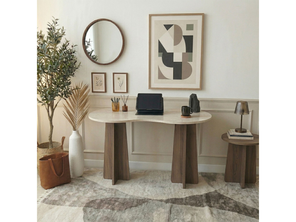 Houten bureau "Infini" - 120 x 60 x 75 cm - Travertin