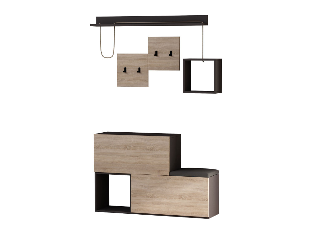 Houten wandmeubel "Holdon" - 120 x 32 x 78 cm - Antracietgrijs