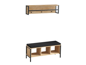 Halelement "Shana" met houten zitting - 100 x 35 x 43 cm - Beige