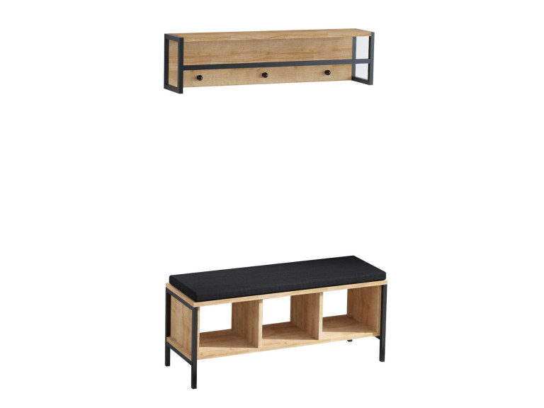 Halelement "Shana" met houten zitting - 100 x 35 x 43 cm - Beige