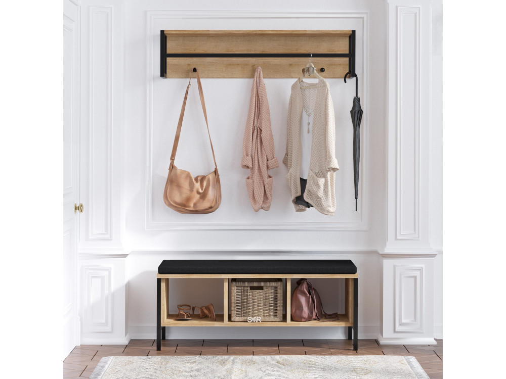 Halelement "Shana" met houten zitting - 100 x 35 x 43 cm - Beige