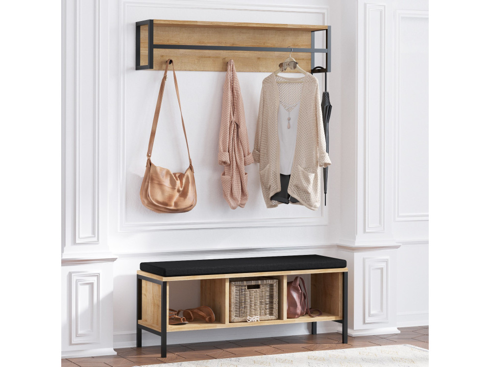 Halelement "Shana" met houten zitting - 100 x 35 x 43 cm - Beige