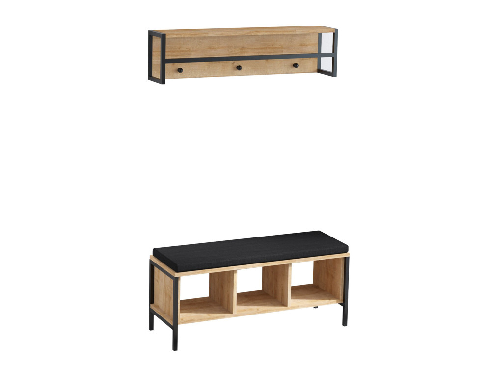 Halelement "Shana" met houten zitting - 100 x 35 x 43 cm - Beige