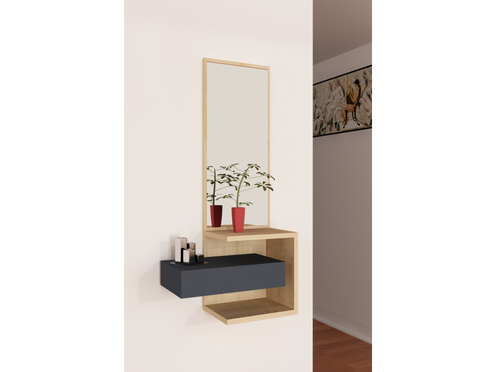 Houten halmeubel "Stella" - 49 x 31 x 90 cm - Eiken-Anthraciet