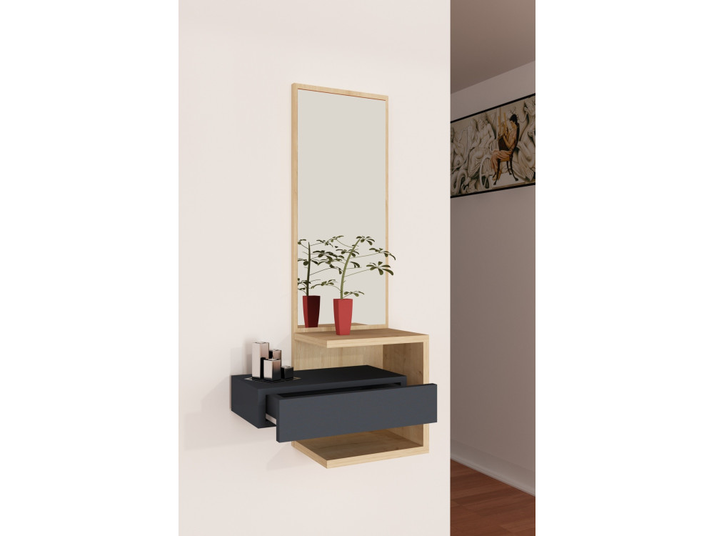 Houten halmeubel "Stella" - 49 x 31 x 90 cm - Eiken-Anthraciet
