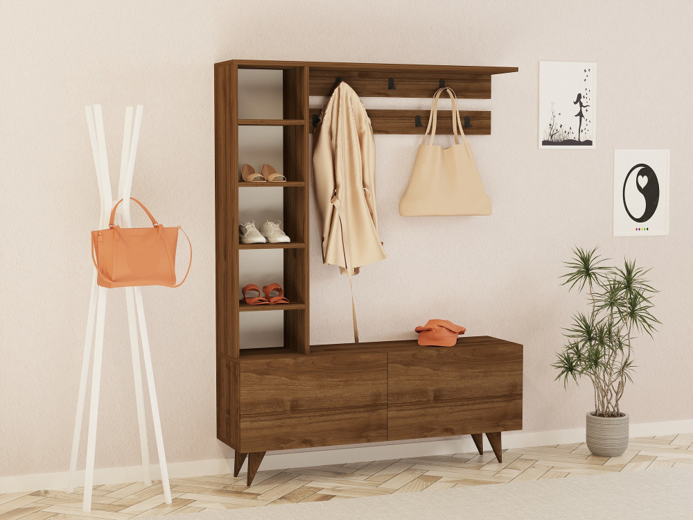 Houten halmeubel "Hale" - 120 x 32 x 161 cm - notenhout