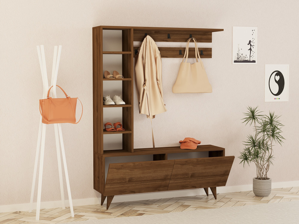 Houten halmeubel "Hale" - 120 x 32 x 161 cm - notenhout