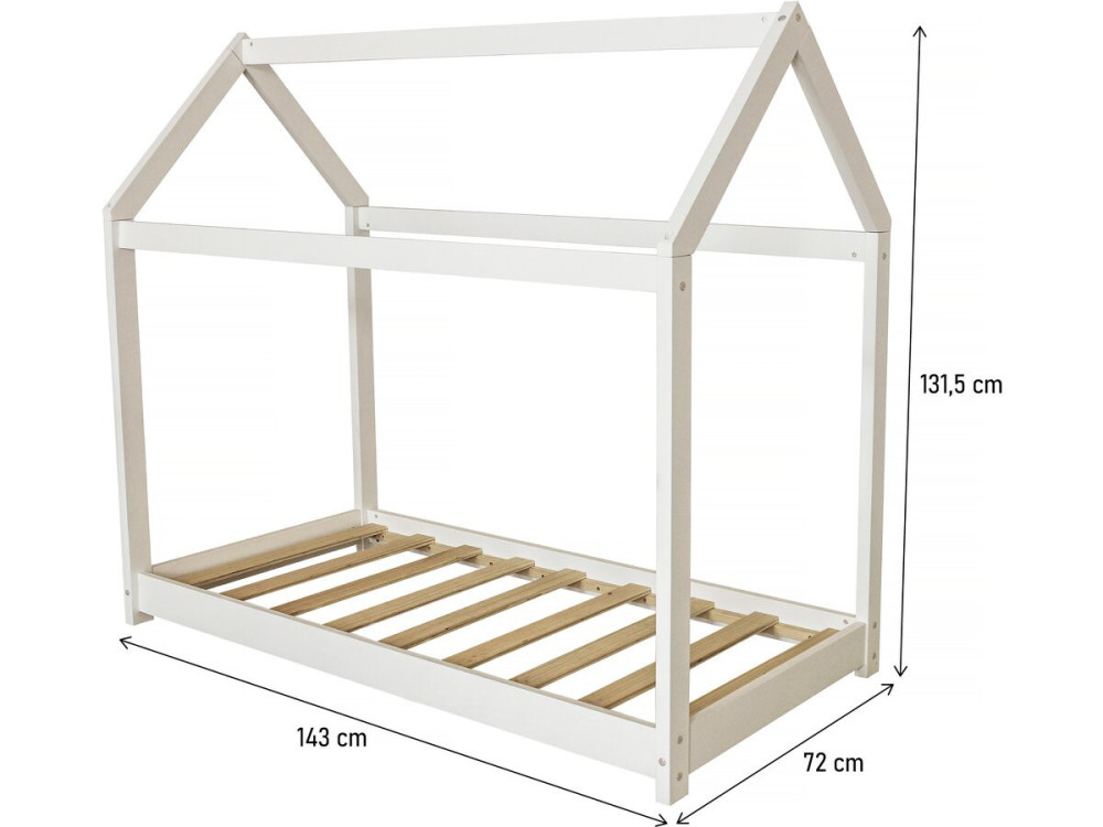Kinderbed houten bed huisje "Camilla" - 140 x 70 cm - Wit