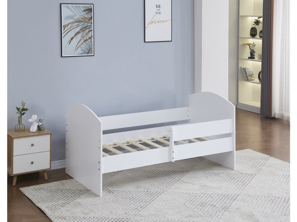 Kinderbed houten bed met uitvalbeveiliging "Victoria" - Hout - Wit - 80 x 160 cm