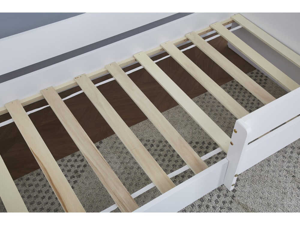Kinderbed houten bed met uitvalbeveiliging "Victoria" - Hout - Wit - 80 x 160 cm