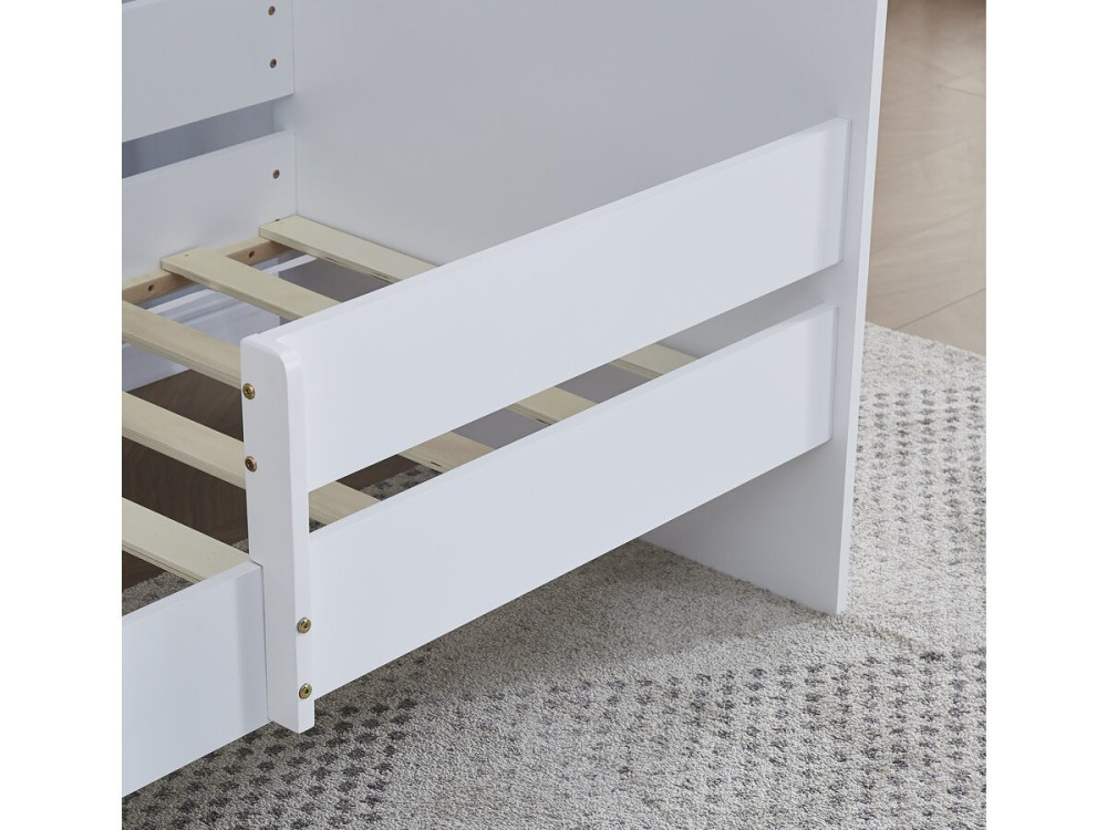 Kinderbed houten bed met uitvalbeveiliging "Victoria" - Hout - Wit - 80 x 160 cm
