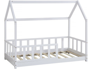 Kinderbed houten bed huisje met uitvalbeveiliging "Charlotte"  - Wit - 80 x 160 cm