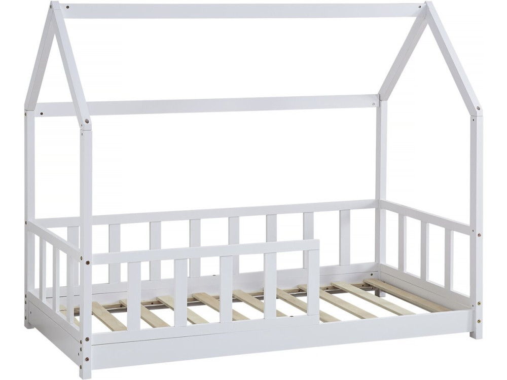 Kinderbed houten bed huisje met uitvalbeveiliging "Charlotte"  - Wit - 80 x 160 cm