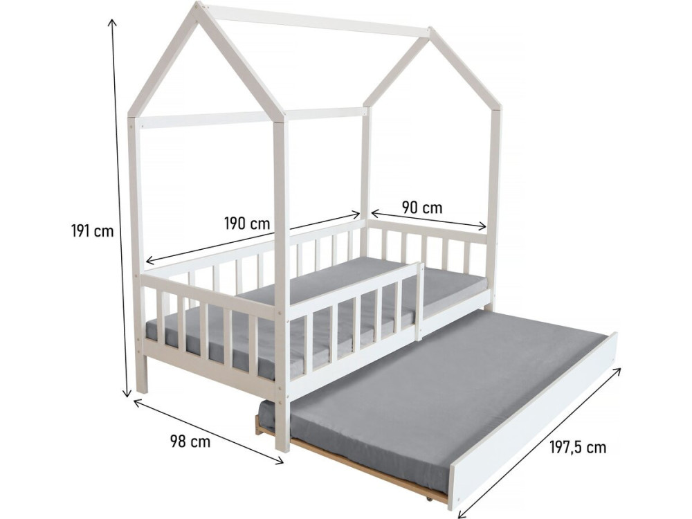 Kinderhutbed met lade "Paloma" - 90 x 190 cm - Wit