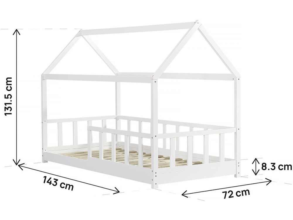 Kinderbed "Mila" - 90 x 190 cm - Wit
