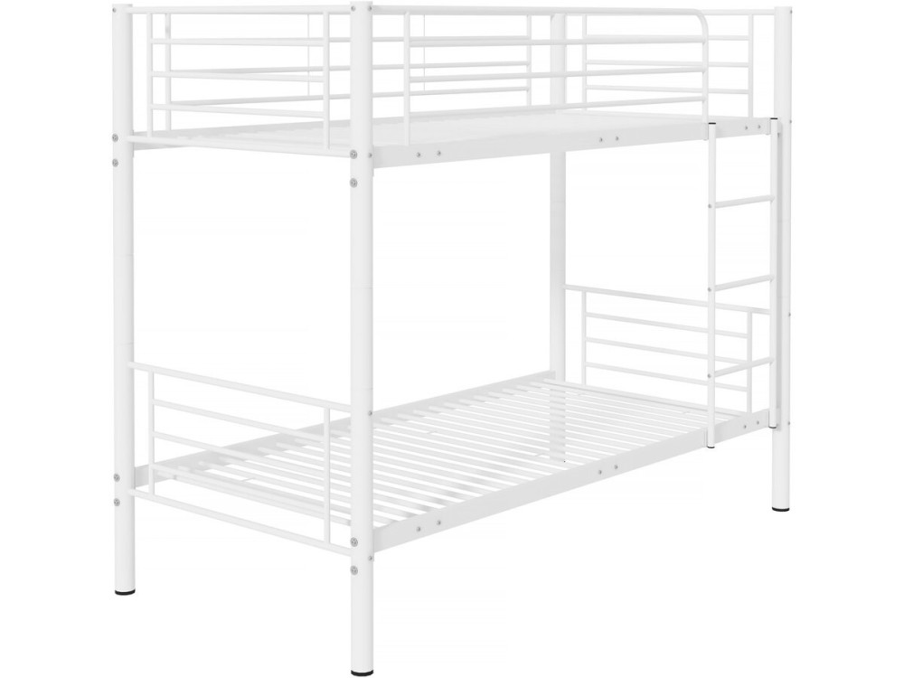 Stapelbed twee eenpersoonsbedden metaal "ADAM" inclusief lattenbodem -  90 x 190 cm - Metaal - Wit