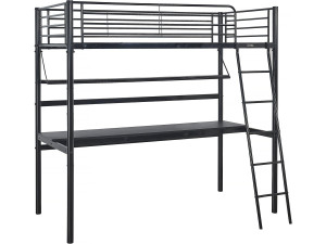 Eenpersoonsbed hoogslaper met bureau "Alora" - 90 x 190 cm - Zwart